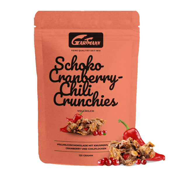 Gartmann Schoko Cranberry Chili Crunchies (125g Beutel)